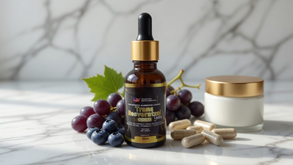 Comparação entre resveratrol em gotas cápsulas e cosmético