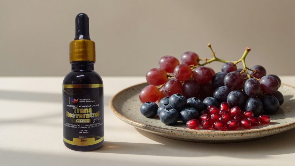 Trans Resveratrol Gold Gota para antioxidantes beleza e bem-estar