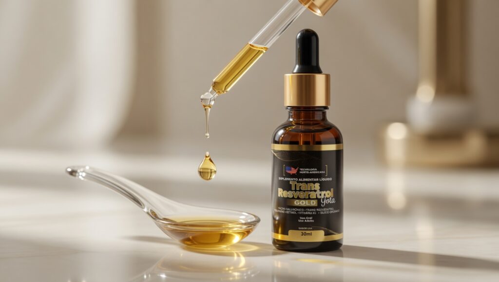 Trans Resveratrol Gold Gota em imagem principal para beleza antioxidantes e bem-estar