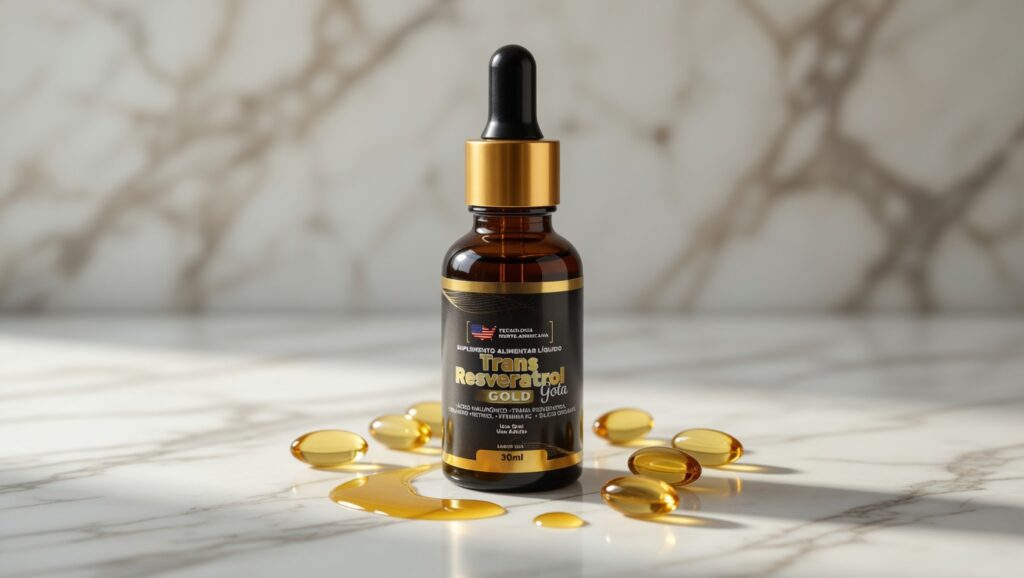 Trans Resveratrol Gold Gota suplemento em gotas com ativos para bem-estar