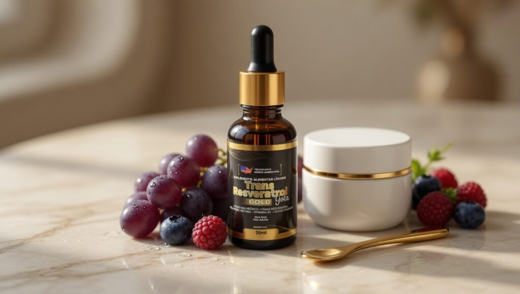 Trans Resveratrol Gold Gota para pele beleza e cuidados anti-idade